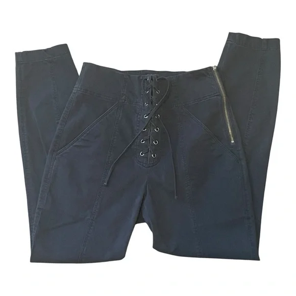 A.L.C Black Lace-Up High Rise Skinny Pants Size 4 - Picture 6 of 11